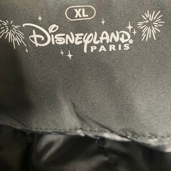 Disney Paris Bomber Jacket Mens XL Spell Out Pin Full Zip Black - Picture 4 of 10